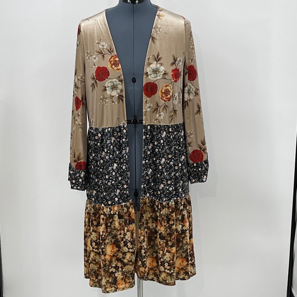 ODDY Floral Patchwork Long Cardigan/DUSTER WOMENS SIZE S/M